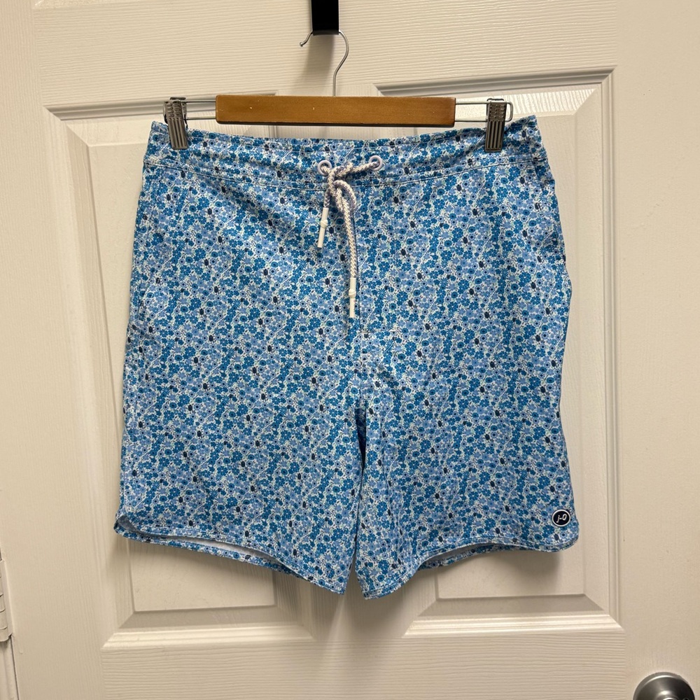 Johnnie-O Blue Floral Swim Trunks